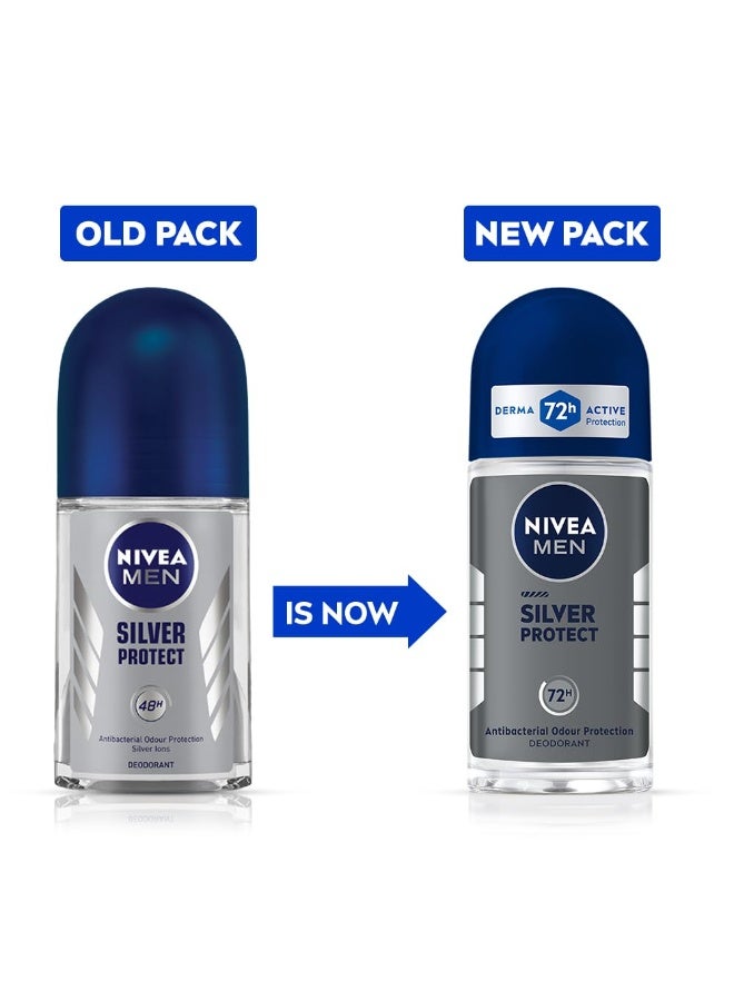 NIVEA MEN مزيل العرق رول أون نيفيا للرجال فضي الحماية، 50 مل - Image 2
